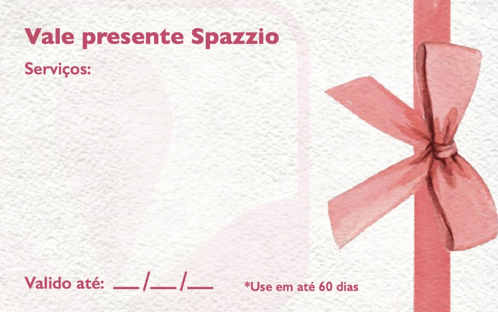 Verso do Vale Presente Spazzio com campos para Serviços e Validade